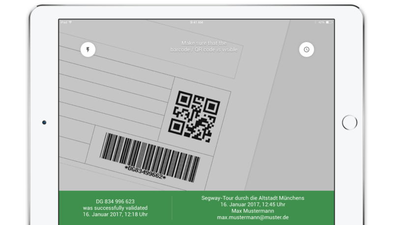 Die Regiondo App unterstützt auch die Validierung von Tickets mithilfe eines iPads