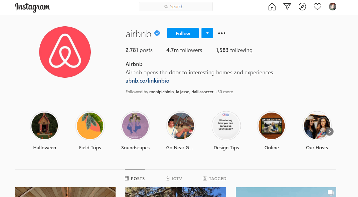 trucchi per aumentare i followers su instagram nel turismo_esempio airbnb